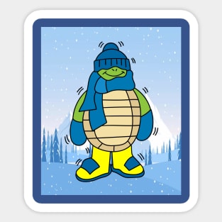 Animal Skier Turtle Mountains Sticker